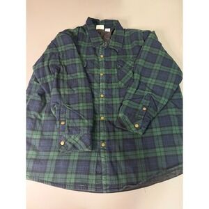 WearGuard Mens 3XL Quilted Flannel Shirt Jacket Plaid Green Navy Blue 12301